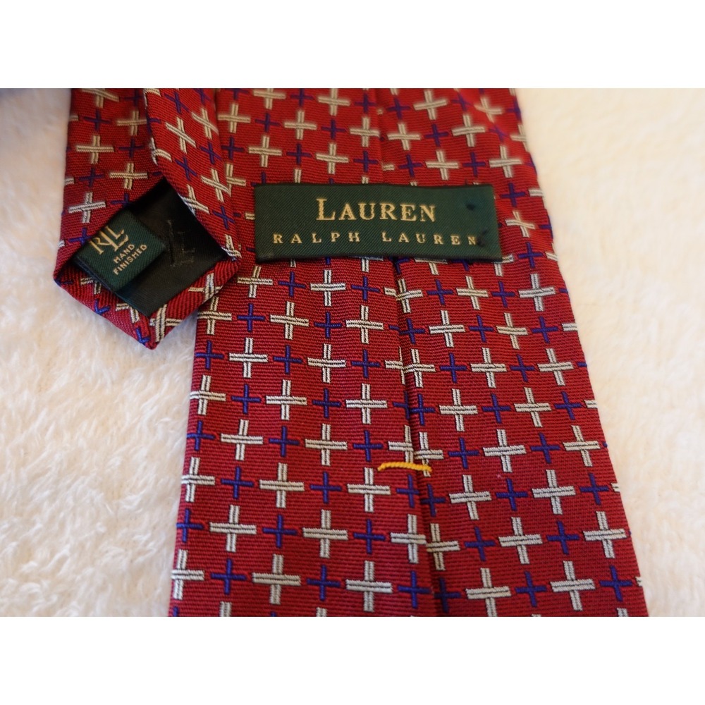 Lauren Ralph Lauren Ties Red Blue Cross‎ X Shape Green Label LRL 100% Silk Men's